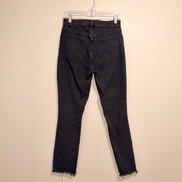 Abercrombie Curve Love High Rise Skinny Jeans 4/27S Black Front Seam Split Hem - Picture 7 of 7